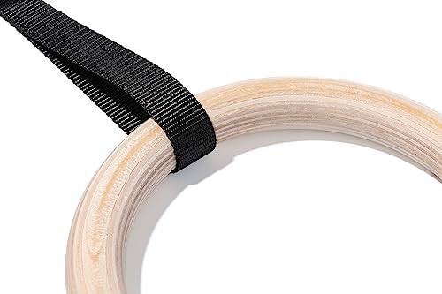 Olympic wood gymnastic rings with 15ft straps — photo 3