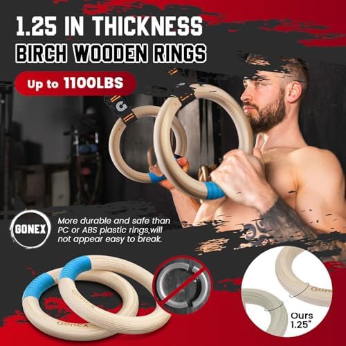 Olympic wood rings adjustable straps — photo 4