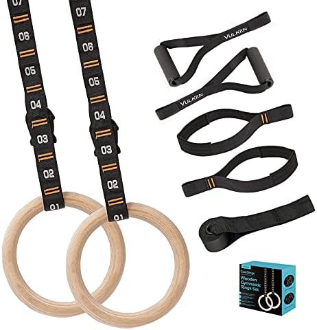 Olympic wood rings with workout handles