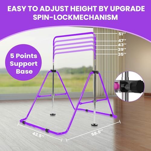 Foldable purple gymnastics training bar set — photo 3