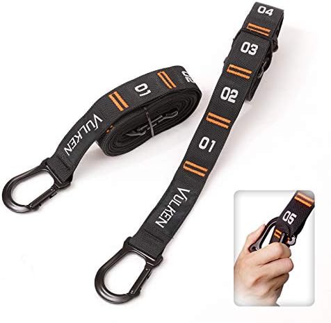 Numbered gymnastic straps with carabiner hooks