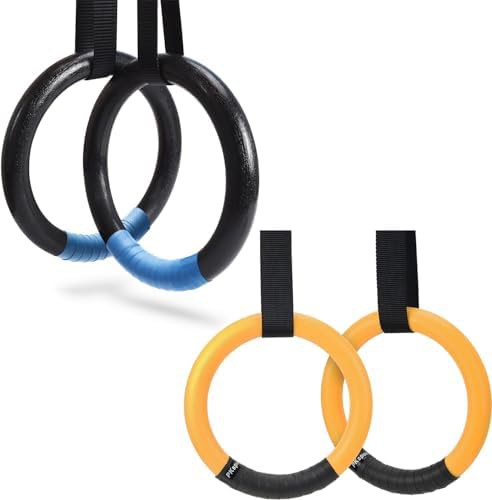 Black and yellow adjustable gymnastic rings