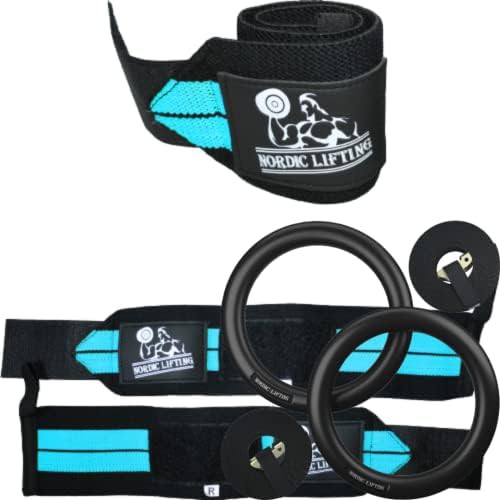 Nordic Lifting aqua blue wrist wraps gymnastic rings