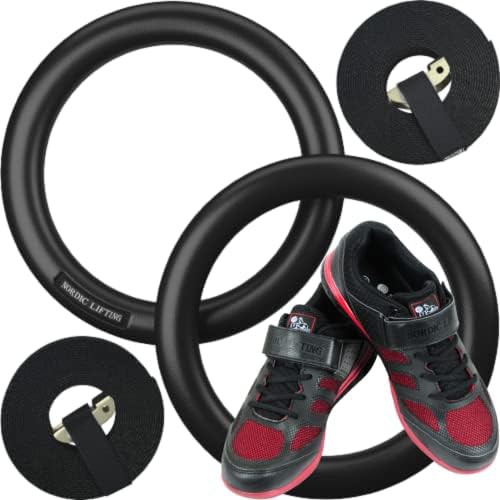 Gymnastic Rings Bundle with Shoes Venja Size 8.5 - Black Red