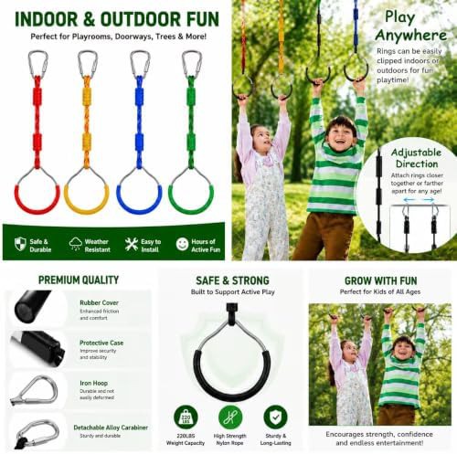 Colorful ninja trapeze swing rings for kids — photo 5