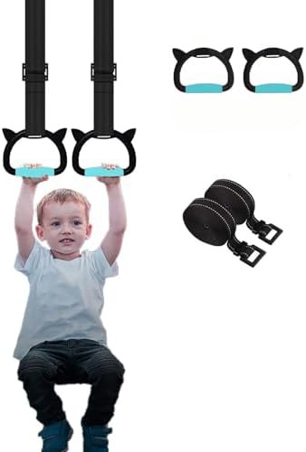 Adjustable home fitness rings with straps