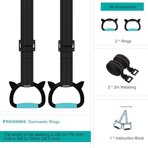 Adjustable home fitness rings with straps — photo 4