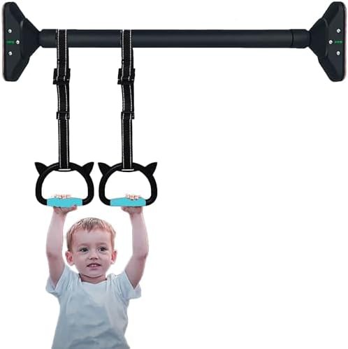 Doorway pull up bar with integrated rings