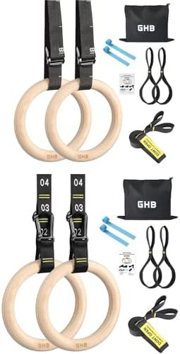 Numbered strap olympic wooden rings 32mm