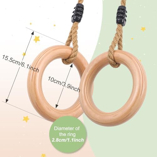 Wooden gymnastics swing rings for kids — photo 3