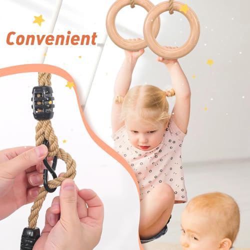 Wooden gymnastics swing rings for kids — photo 4