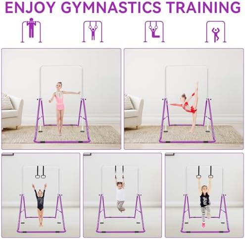 Purple adjustable gymnastics bar with rings — photo 5