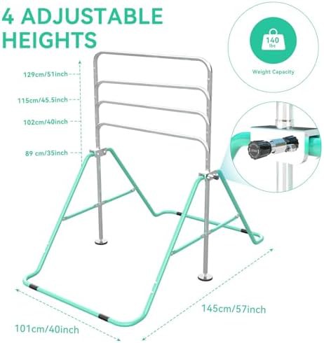 Green gymnastics bar with rings for kids — photo 4