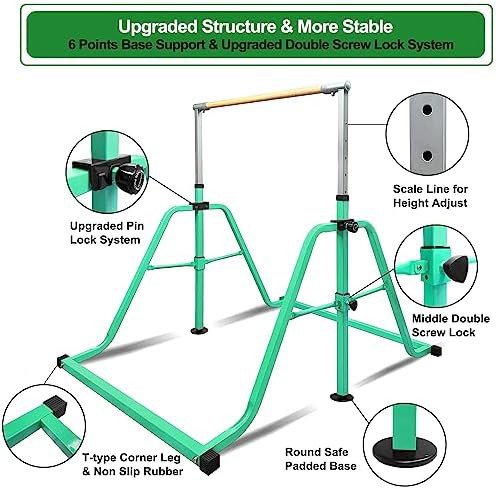 Foldable gymnastics kip bar with rings — photo 3