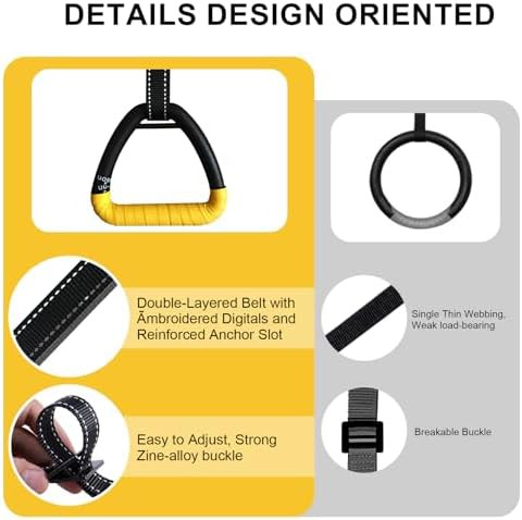 Yellow Home Gym Rings with Lanyard — photo 4