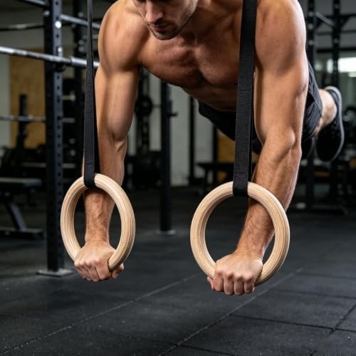 Birch wood rings for calisthenics training — photo 4