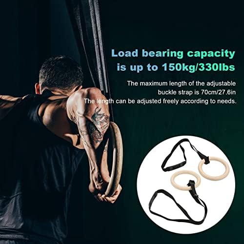 Wooden gymnastic rings with adjustable straps — photo 4