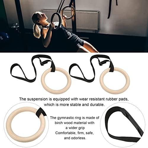 Wooden gymnastic rings with adjustable straps — photo 5