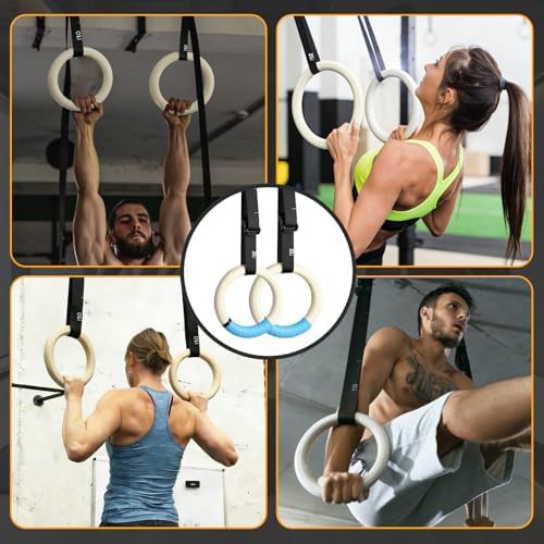 Wooden gymnastic rings with numbered straps — photo 4