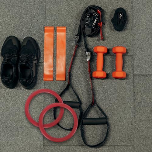 Red ABS adjustable hanging fitness rings — photo 5