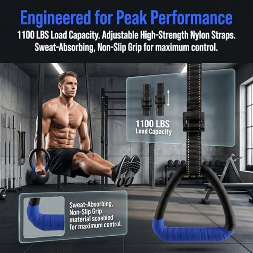 Blue Adjustable Pull Up Gymnastic Rings — photo 3