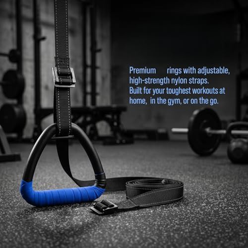 Blue Adjustable Pull Up Gymnastic Rings — photo 5