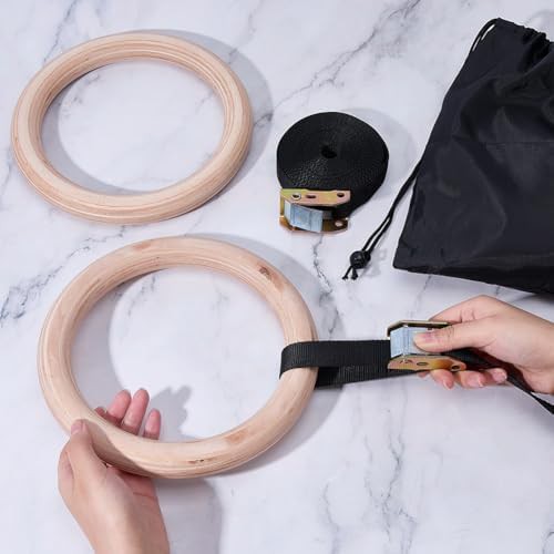 Wooden gym rings with travel bag — photo 3