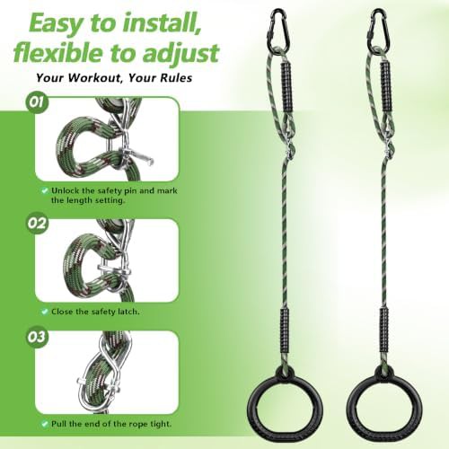 Ninja gymnastic rings with adjustable rope — photo 3