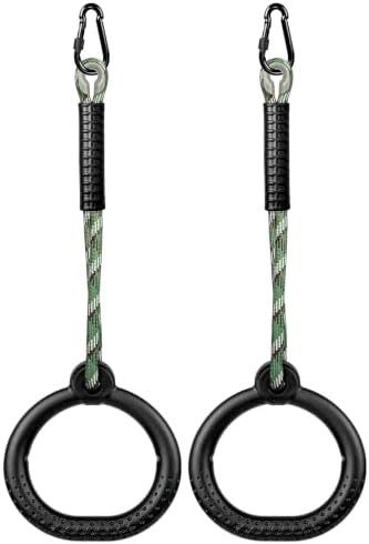 Trapeze style swing rings for ninja courses