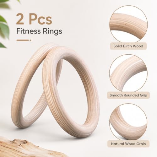 Non-slip birch wood fitness rings 25mm — photo 4