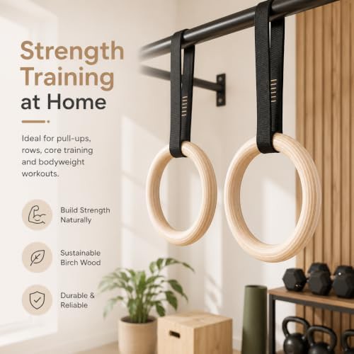 Non-slip birch wood fitness rings 25mm — photo 5