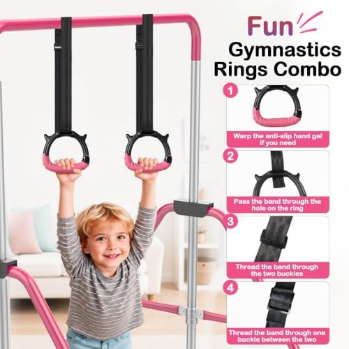 Adjustable horizontal bar with gym rings — photo 5
